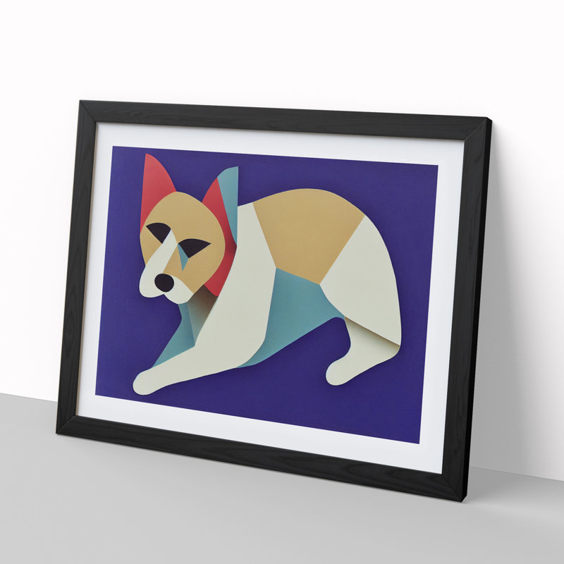 Dog Abstract - Single Picture Frame Print, 34cm H x 46cm W x 2cm D, Black