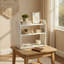 Étagère de bureau en bois à 3 niveaux avec rebords surélevés, rangement compact pour comptoir, bureau, cuisine et espace de travail, blanche