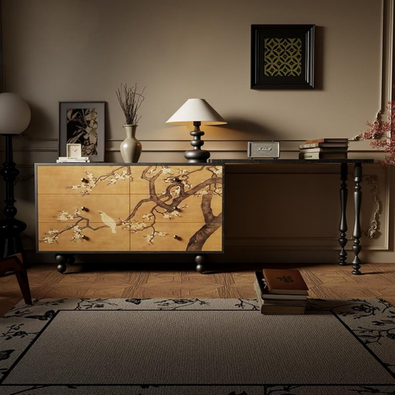 Commode de chambre à coucher de style rétro, Noir