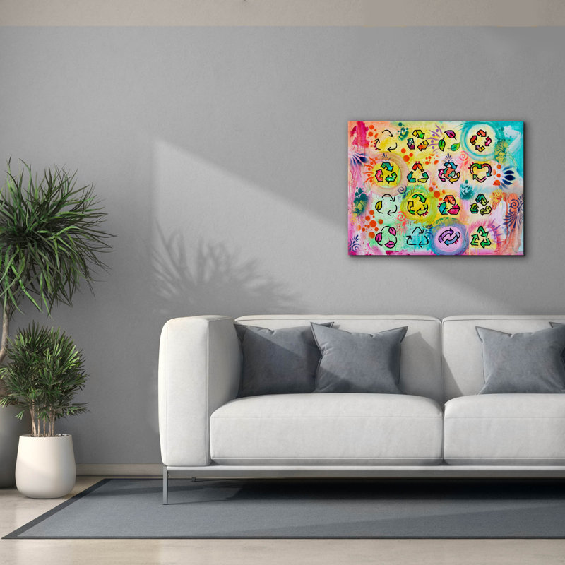 «Recycle» par Dean Russo, art mural sur toile, H 26 po x l 34 po x P 1,5 po