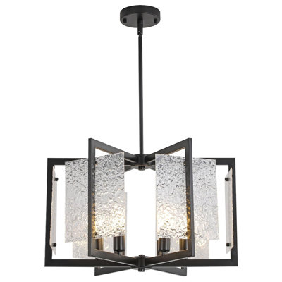 Lustre noir moderne, lustre de salle à manger à 6 lumières au-dessus de la table, luminaire suspendu au plafond en métal géométrique, luminaires suspendus ronds de style campagnard pour îlot de cuisine, salon, chambre à coucher