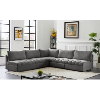 Ensoll Velvet L-Shaped Sectional Reversible