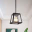 7-Inch 1 - Light Lantern Geometric Pendant Black Metal with Glass