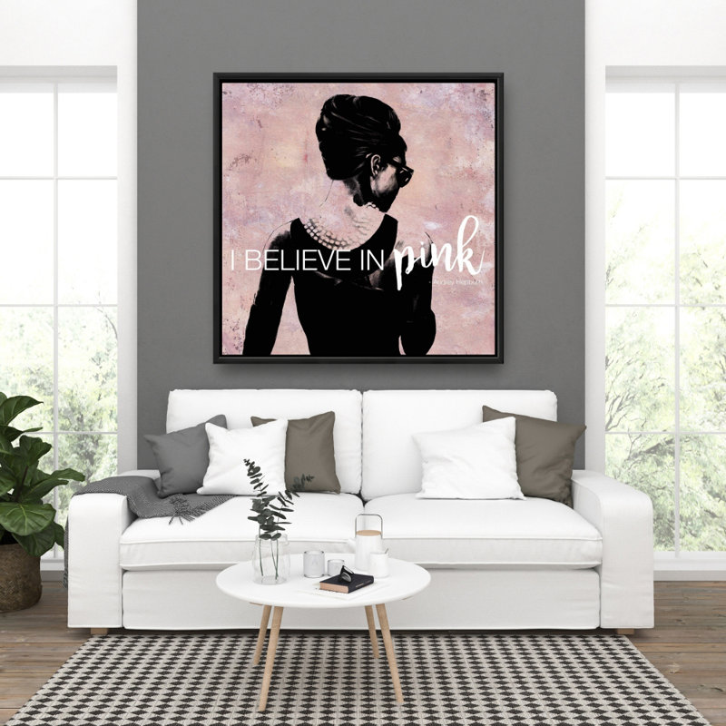 I believe in pink - Industrial Figurative Framed Canvas Decor