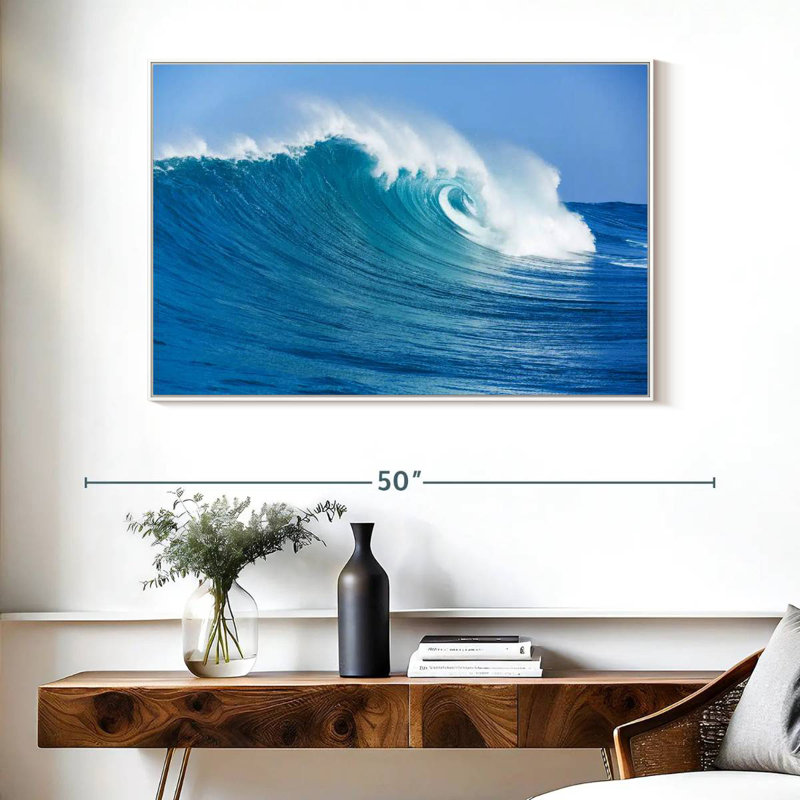 Ocean Wave Break, Cadre flottant blanc, 43 po x 29 po