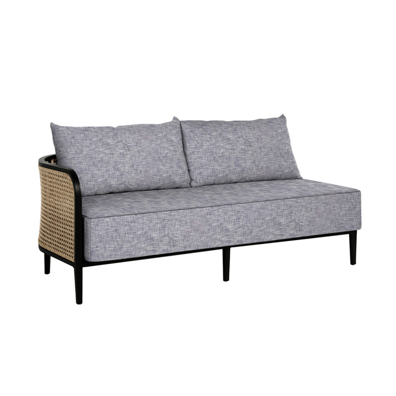 Havana Left Arm Facing Sofa - Black/Natural Cane, Black/Natural Resin, Welt + Standard fill, Rollo Chambray InsideOut® Linen