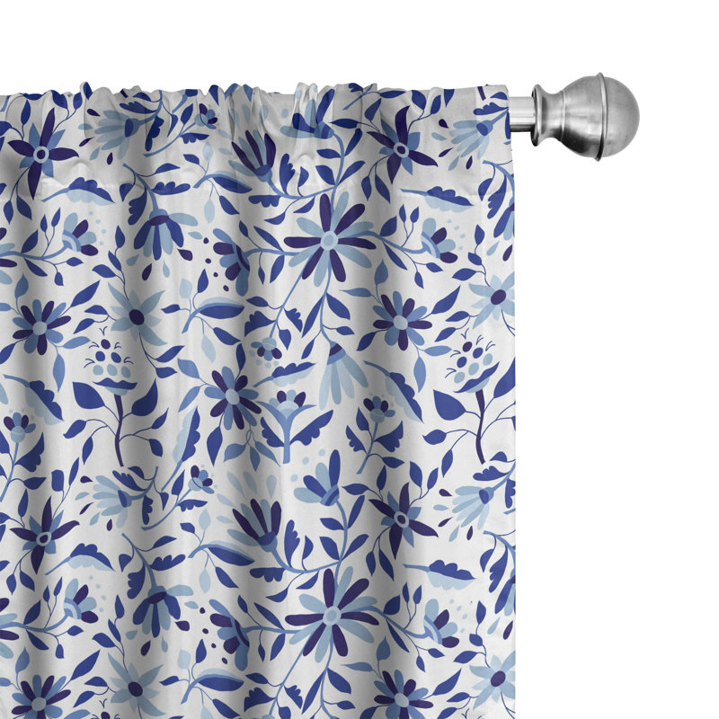 Spring Time Flowers Semi-Sheer Rod Pocket Curtain Panels, 28" x 63"