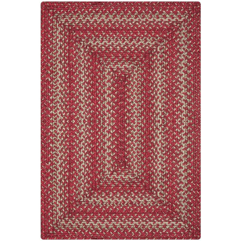 Corrente Braided Jute Reversible Red Rug, Rectangle 1'8" x 2'6"