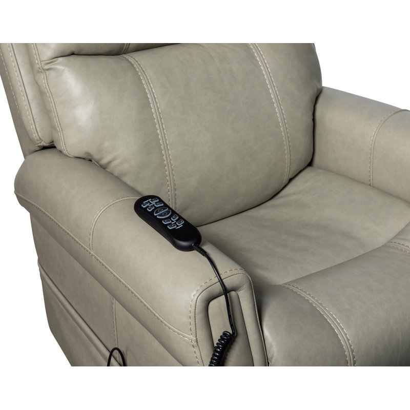 Fauteuil inclinable électrique RC avec PH, lombaire et élévateur, Cuir véritable gris