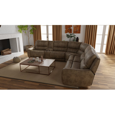 6-Piece Performance Fabric Power Reclining L-Shaped Sectional with Console