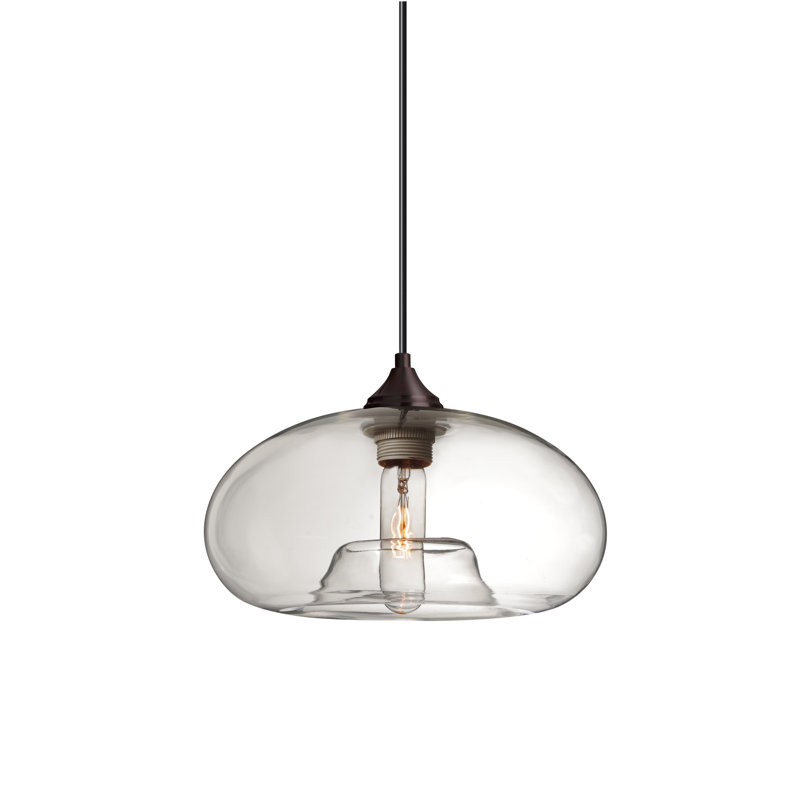 1 - Light Satin Nickel Single Pendant, Brushed Bronze, Clear