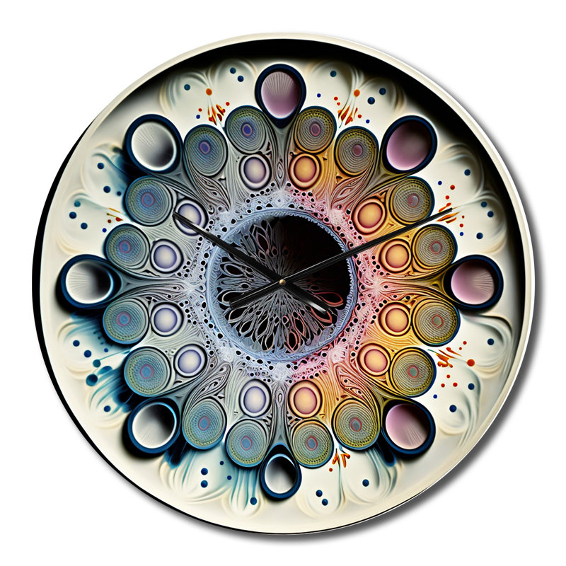 Soft Colored Cymatics Mandala IV Metal Wall Clock, Small