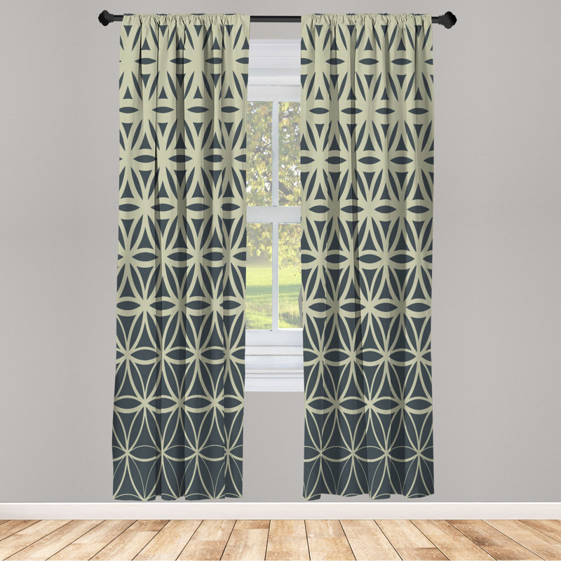 Microfiber Floral Semi-Sheer Rod Pocket Curtain Panels, 28" W x 95" L, Gray/Ivory/Brown