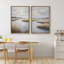 «Serene Blue Marshland with Water and Reeds», reproduction d'art sur toile encadrée pour chambre principale, 2 pièces-132775159-132775160