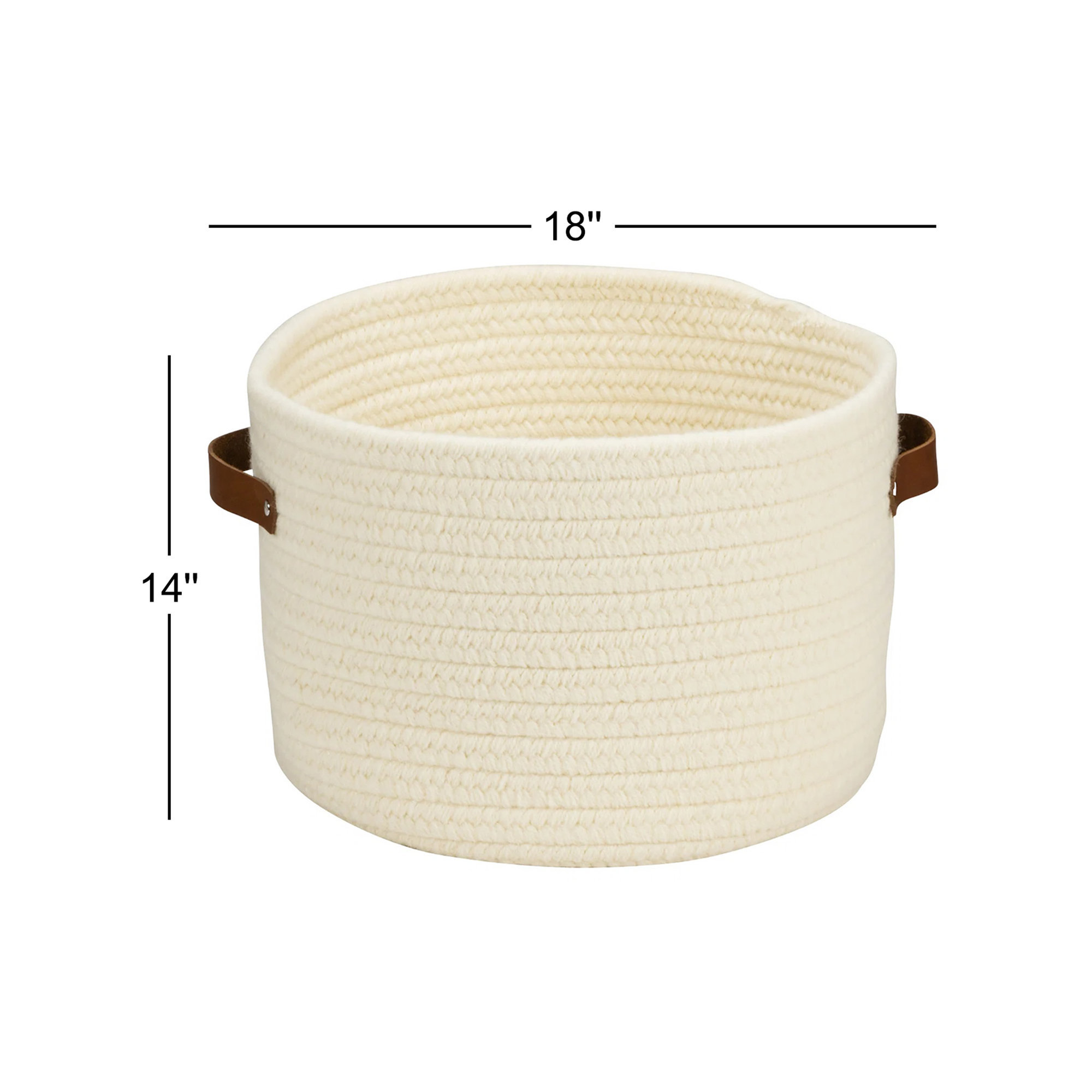 Monaco Wool / Felt Decorative Basket 1, Natural, 18" H x 18" W x 14" D