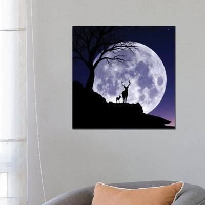 Moon And Gazelle by Abdullah Evindar - Wrapped Canvas Print