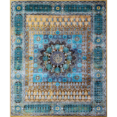 Oriental Area Rug in Camel/Blue