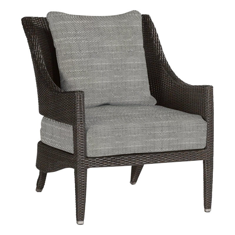 Athena Patio Lounge Chair with Cushions, Rollo Silver, No Welt, Black Walnut