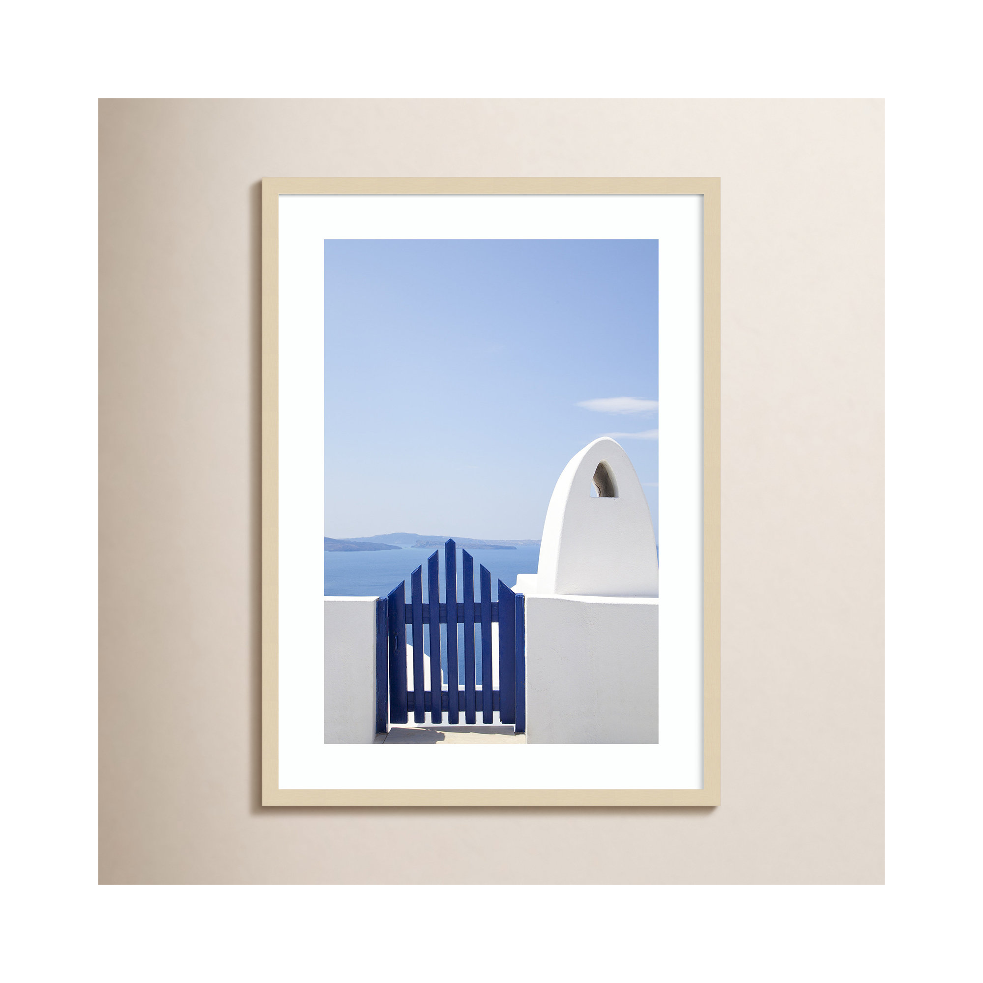 Oia Blue Fence by Golie, 33" H x 24" W, Brown