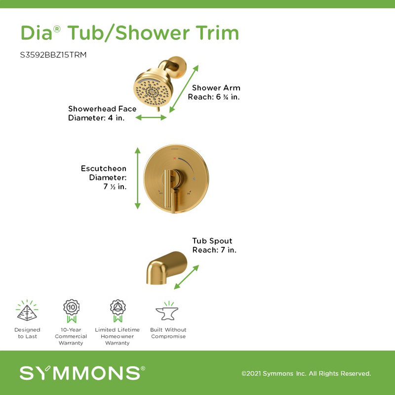 Dia HydroMersion Multi Spray Single Handle Tub & Shower Faucet, Bronze