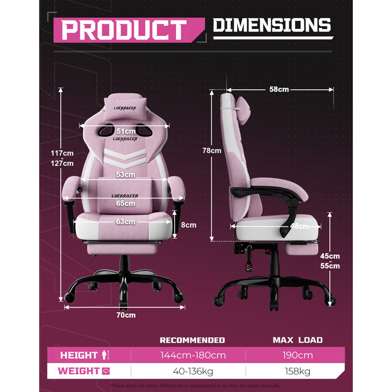 LUCKRACER Game Chair, Pink