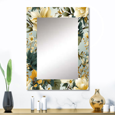 Motif de pivoines Derwood Botanical Bliss Boho - miroir décoratif floral, miroir mural de chalet, impression d'art en métal