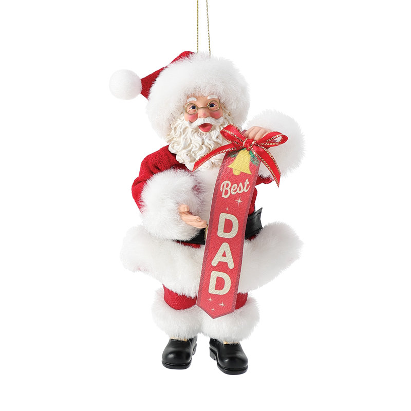 Ornement de bannière possible de père Noël tenant un meilleur père possible 6 pouces