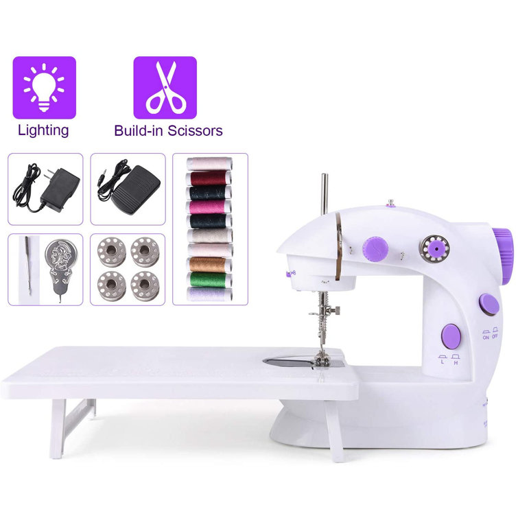 Cute Mini Sewing Machine, Portable Electric Sewing Machine with Lamp and  Thread Cutter for Home, High Low Speeds, Battery or Adapter Power Supplies
