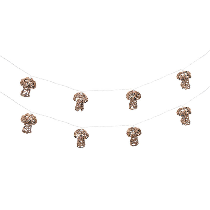 Mushroom Rattan 10 X Battery Operated Outdoor Gard 240cm LED Battery Powered 10 - Bulb Novelty String Light