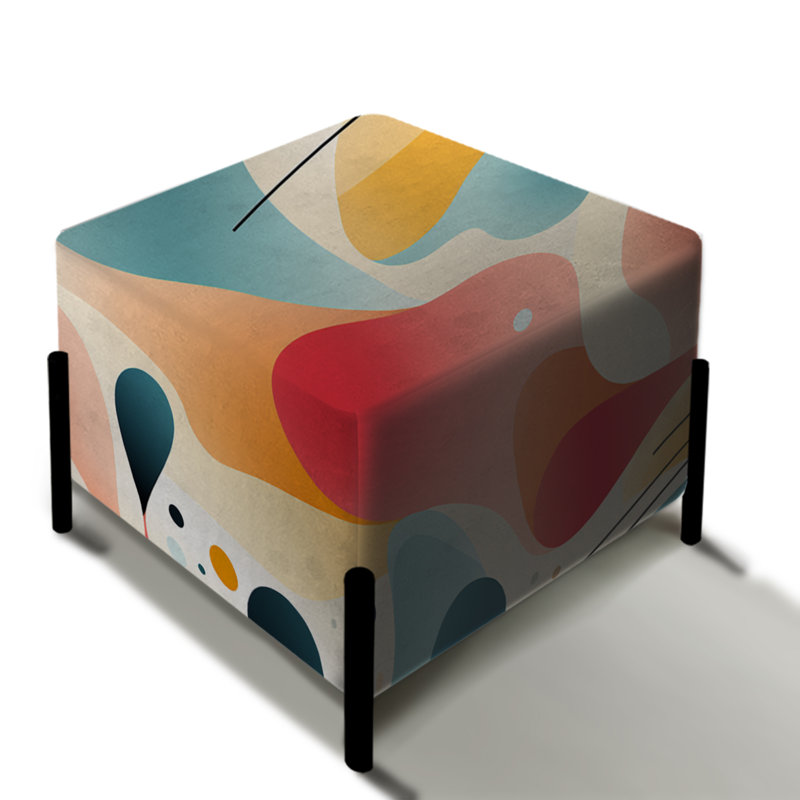 Minimalist Abstraction - Geometric Square Ottoman