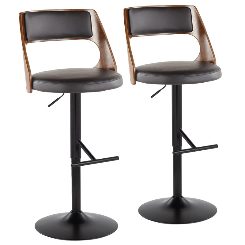 Tabouret de bar Arabelle, Noir, Noir / Acajou