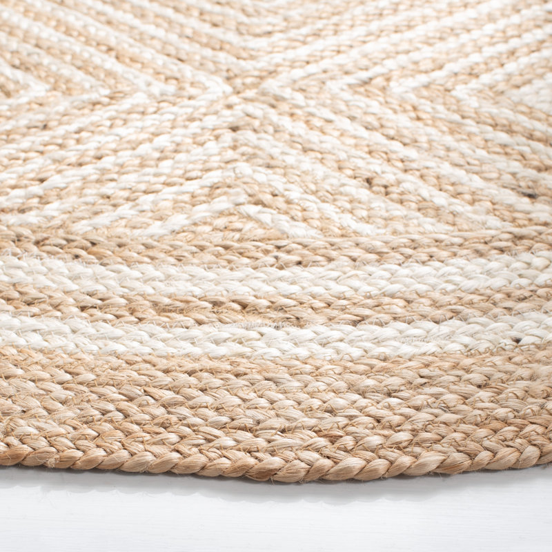 Tapis géométrique en jute et coton tissés à plat Wilkey, Rond 6 pi