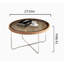 Ensemble de tables basses en verre teinté de couleur noyer clair - petite table pour le salon-131456514