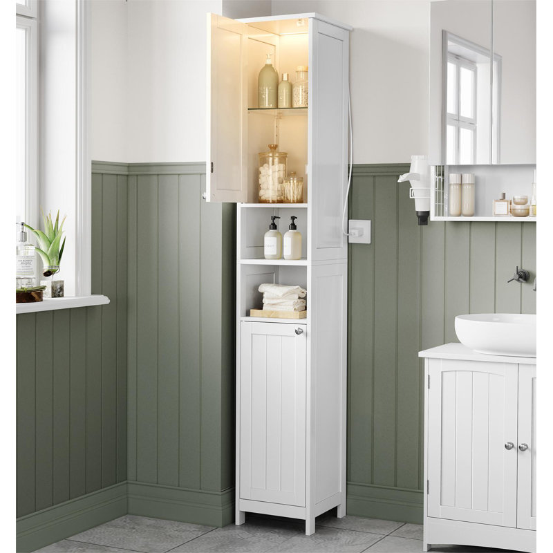 Armoire de rangement avec lumières Evadean, Blanc, H 67 po x l 12 po x P 12 po