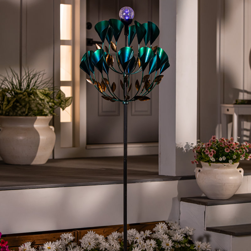 Solar Calla Lily Metal Wind Spinner, 74in