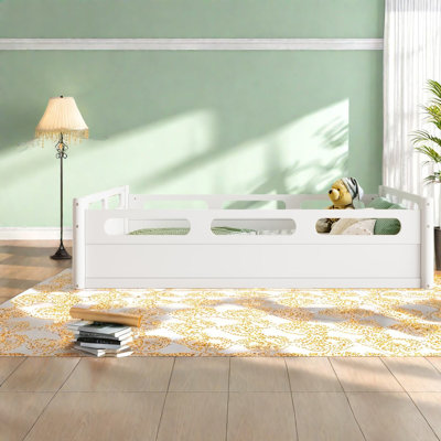 Lits sécuritaires pour le plancher, structure en bois MDF, chambre à coucher blanche moderne