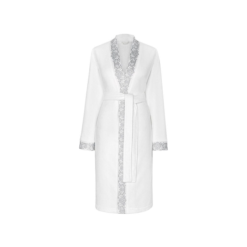 Peignoir 100% coton Olympia, Blanc / gris argenté, TTG