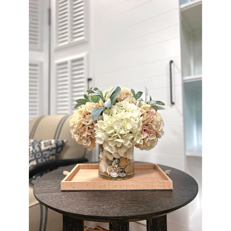 White And Mauve Hydrangea Bouquet With Shells