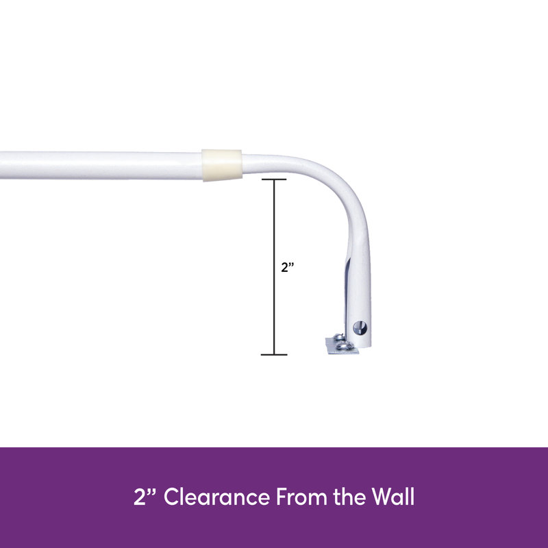 Adjustable White Steel Curtain Rod with Mounting Brackets