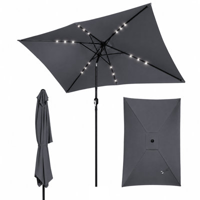 10 x 6.5 FT Rectangular Outdoor Patio Lighted Market Umbrella With Tilt Function