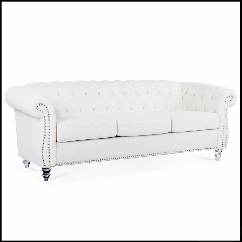 Canapé Chesterfield à accoudoirs roulés 84 po 3 places
