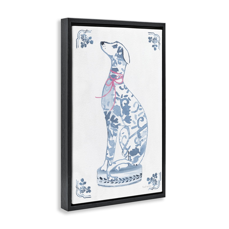 Cadre flottant de sculpture de chien Chinoiserie, design par Mercedes Lopez Charro, H 25 po x l 17 po