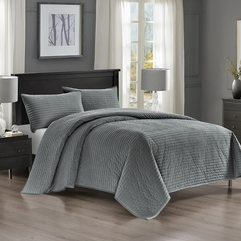 Ensemble de courtepointe en velours surdimensionné Pointehaven, Courtepointe pour lit double/grand et 2 taies déc