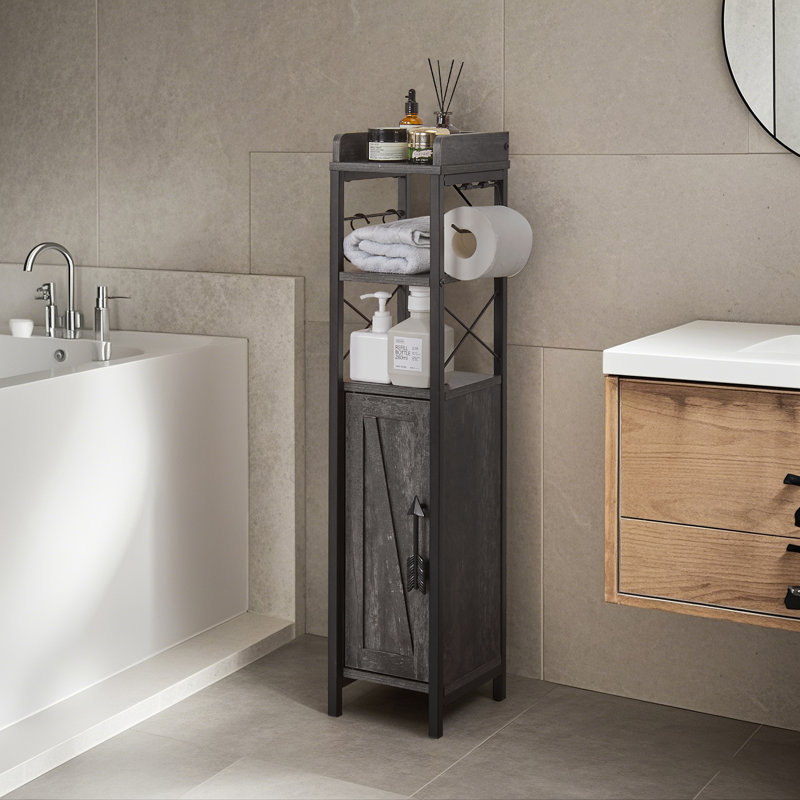 Haslom Freestanding Linen Cabinet, Charcoal Gray