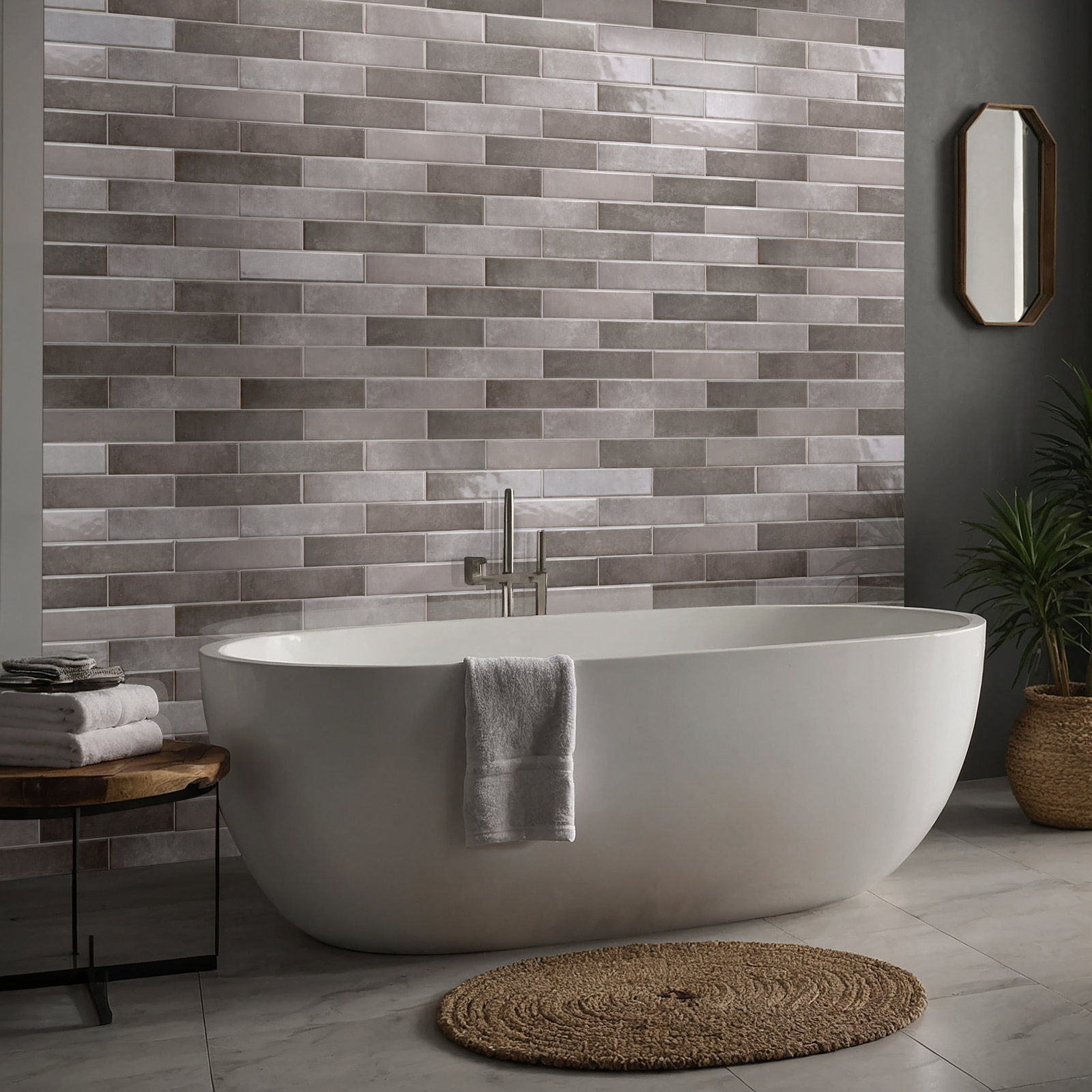 Renzo Ceramic Subway Wall Tile, Storm
