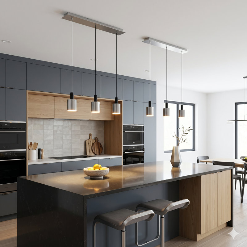 Essoura 3 - Light Kitchen Island Pendant, Black/Nickel
