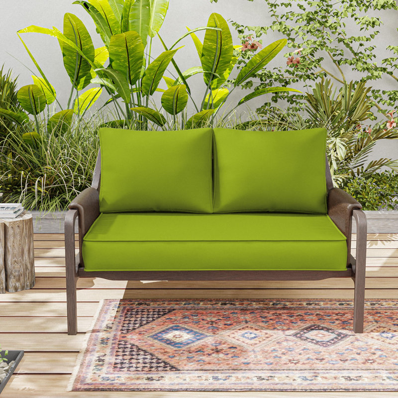3-Piece Outdoor 5" Replacement Cushion Set Seat/Back Cushion，Only cushions, Grass Green