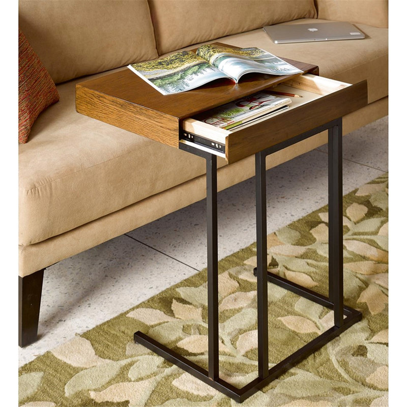 Bureau en placage de bois massif - Base en métal pour un style robuste avec