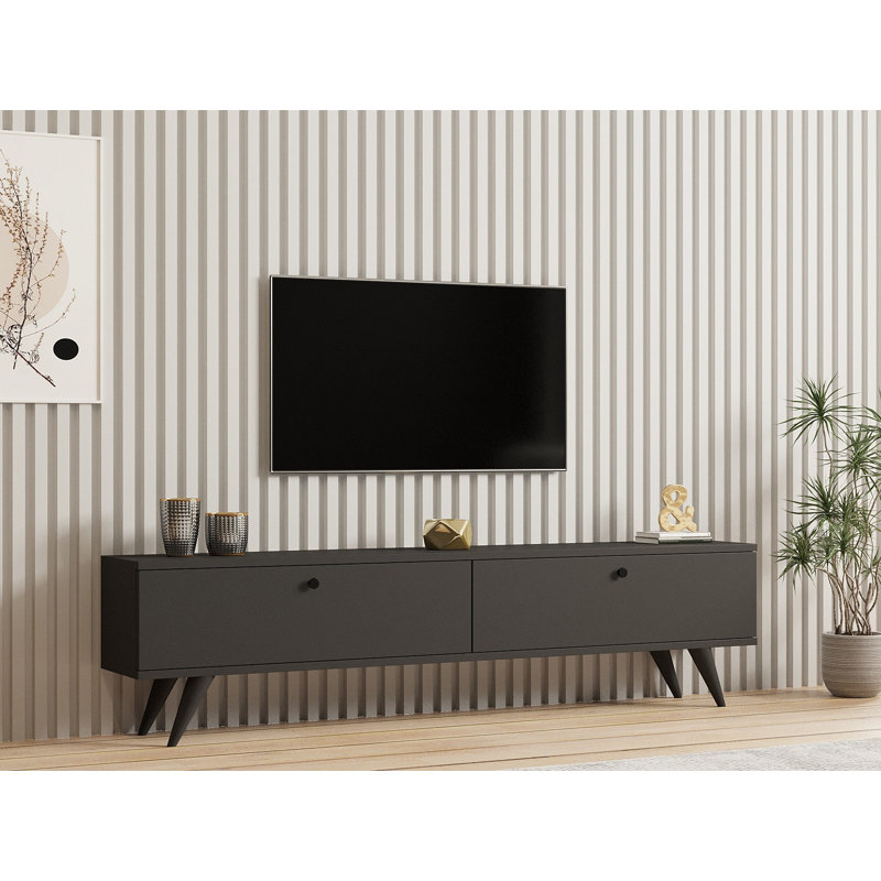 Modern Walnut TV Stand with Numerous Shelves, 160 x 40 x 40 cm, 100% Melamine Coated Particle Board, Thickness: 0 cm, Additional Storage, Plastic Legs