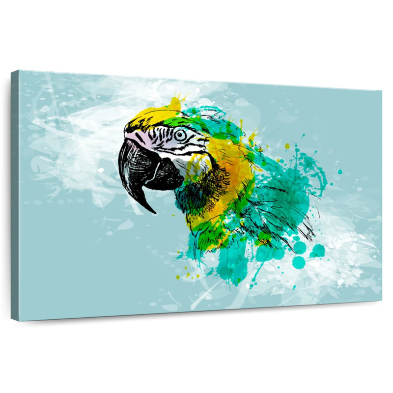 Ara Brampt multicolore abstrait, H 20 po x l 30 po